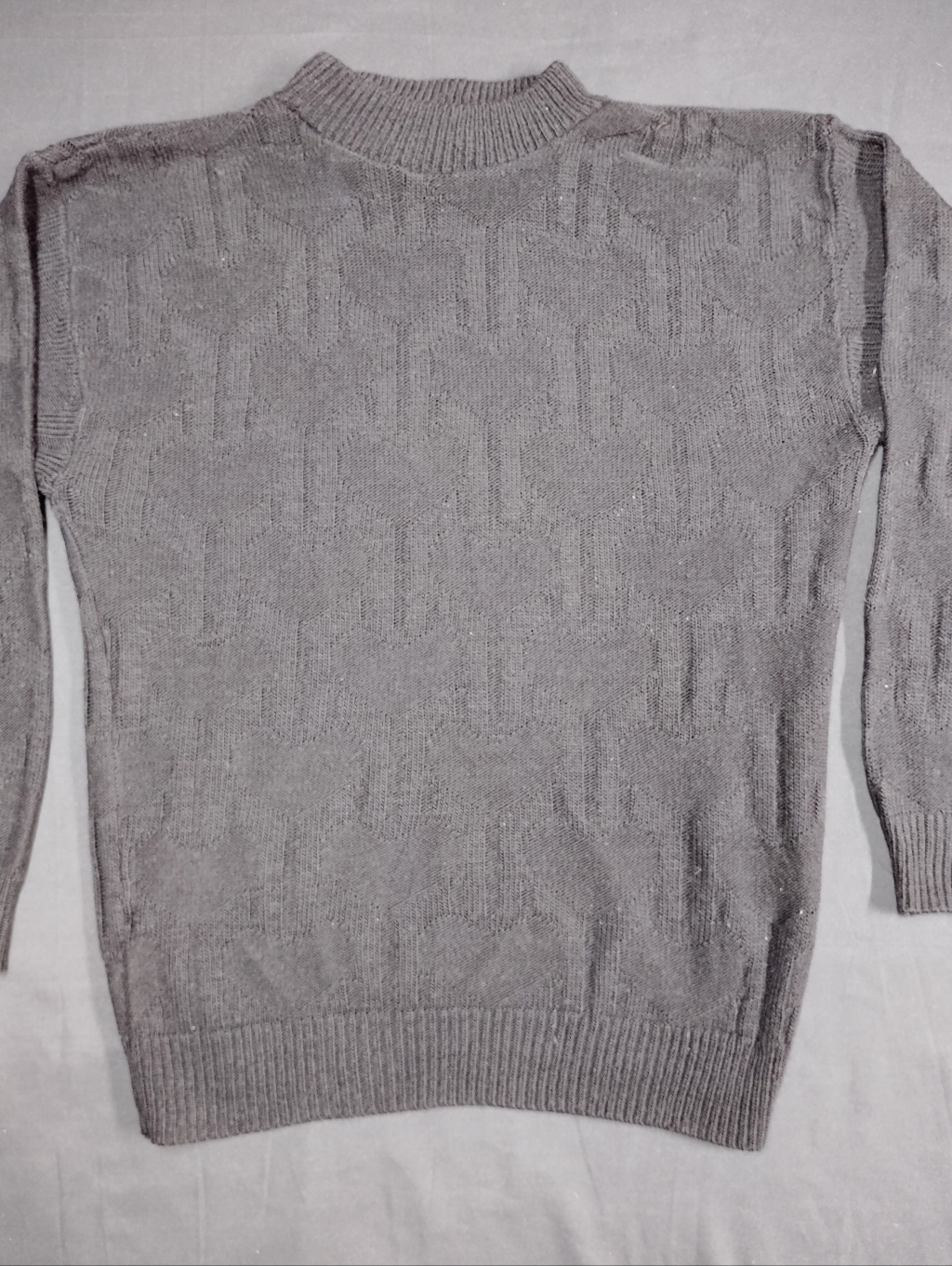 Women's Black Crewneck Sweater With Hearts Pattern